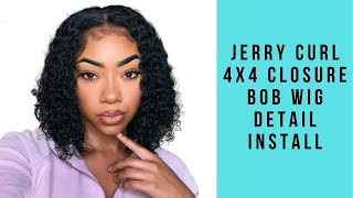 Jerry Curl 4X4 Closure Bob Wig| Detail Install And 2 Styling Options|Give A Way Enclosed #Jerrycurl
