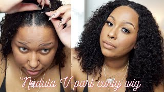 Super Easy V-Part Curly Wig!|||Can You Wear It W/ No Leave Out For Real? | Ft. Nadula Hair