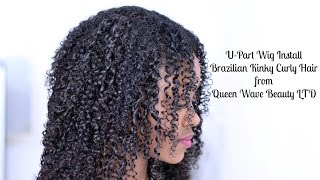 Brazilian Kinky Curly U-Part Wig Install From Queen Wave Beauty Ltd On Aliexpress