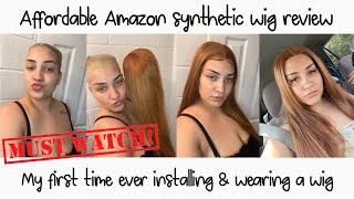 Must Watch Girls First Time Installing A Wig | Amazon ￼Synthetic Wig Review