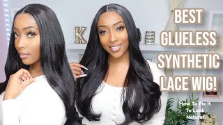 How To Hide Knots On Glueless Synthetic 13X4  Lace Font Wig | Tips For Melted Lace! | Pearl Tresses