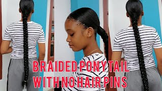 Braided Ponytail With Rhinestones / No  Hair Pins Needed