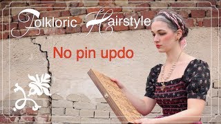 Braided Ribbon Updo With No Hair Pins ⊰ Historical Hairstyle ⊱ For Long Hair ⊰ Hungarian Folklore ⊱