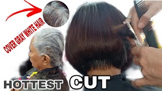  Hottest Haircut | Hair Makeover | Haircut With Hair Color | Cover Gray White Hair   #Haircut