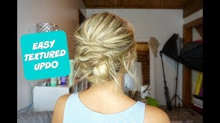 Easy Textured Updo!  Hairstyle For Short, Medium, And Long Hair!