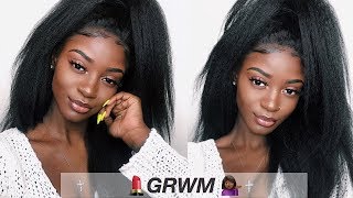 Grwm Ft. Kinky Straight Hair 360 Lace Frontal Wig (Half Up Half Down Style)