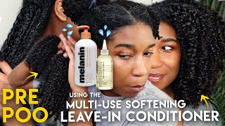 Pre Poo W/ Melanin Haircare Multi-Use Softening Leave In Conditioner + Multi-Use Pure Oil Blend