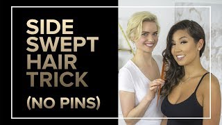 Side Swept Hair Trick (No Pins)