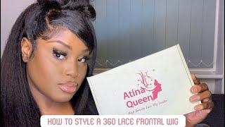 How To Style A 360 Lace Frontal | Kinky Straight | 90S Side Swoop Ft Atina Hair