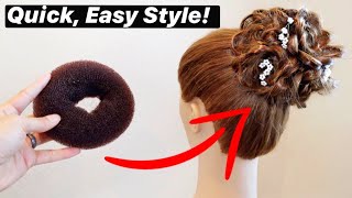 Easy Hairstyle Using A Donut Bun | Wedding Hair | Styles For Long Hair