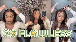 Beauty Transformation! Chocolate Brown Frontal Wig Installation |  Melt Lace| Ft. Alimice Hair