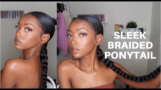 Sleek Long Braided Ponytail || Protective Style (Super Easy) No Bobby Pins ❤️