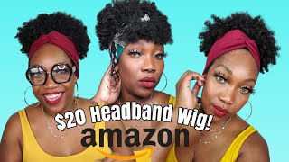 $20 Affordable  Amazon Afro Puff Headband Wig Kinky Curly Pinapple