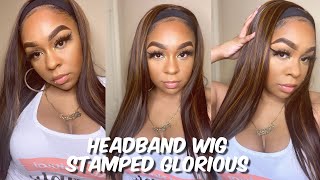 Mixed Brown Straight Synthetic Headband Wig | Stamped Glorious | Lindsay Erin