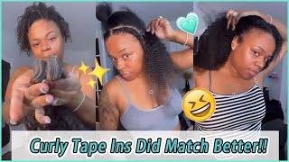 Natural Vibe This Curly Tape In Extensions Match Her Natural Hair Well! Hair Tutorial #Elfinhair