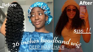 Aliexpress 26 Inches Deep Wave Headband Wig //Good Quality Hair For Less Ft. Abijale Official Store