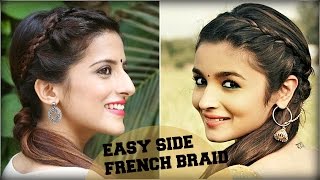 Cute & Easy Everyday Side French Braid Ponytail For School, College / Alia Bhatt/ Indian Hairstyles