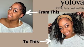 Unboxing And Tutorial| Yolova Kinky Curly Headband Wig| Affordable And Easy To Install
