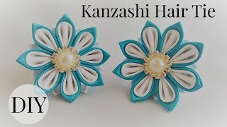 Diy Kanzashi Hair Tie/ Ponytail Holder/ Kanzashi Flower Tutorial