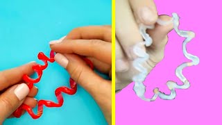 Making A Creative Diy Hair-Tie Out Of Hot Glue By Five Minute Crafts!