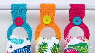 How To Crochet Hanging Ring Towel Holder - Easy Toppers For Kitchen