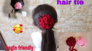 How To Crochet Cute Flower Hair Ties || Beginner Easy Tutorial