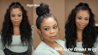 360 Wig Install |  Half Up Half Down Anf How To High Bun | No Glue | Geniuswigs