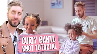 Daddy Daughter Hair Tutorial - Curly Bantu Knot Tutorial