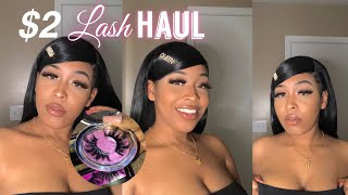 2$ 5D Mink Lash Haul / Try On  | How To Apply False Lashes