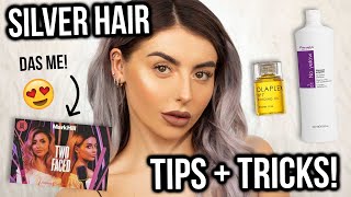 How I Maintain Silver / Grey Hair! Updated Haircare Routine (Tape Extensions) + Fave Products!