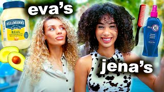 We Swapped Curly Hair Routines... | Mylifeaseva & Jena Frumes