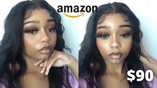 Attempting To Slay A 16Inch Amazon Body Wave Wig | Budget & Beginner Friendly | Brianna S.