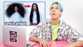 Hairdresser Reacts To Satisfying Curly To Straight Hair Videos!