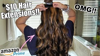 $10 Amazon Hair Extensions!!! First Impressions, Style, & Cut!! Omg These Are Sooo Good!