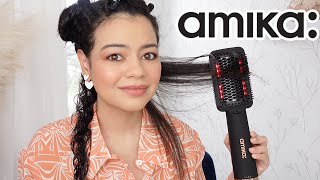 Trying The Amika Double Agent 2-In-1 Straightening Blow Dryer Brush On Curly Hair