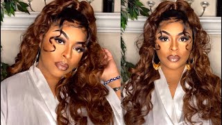 April Lace Wigs Virgin Hair Loose Wave Ombré Brown Glueless 360 Wig  | Alashia Xo
