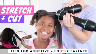 Straightening + Cutting Curly Kids  4B 4C Natural  Hair - Tips For Adoptive And Foster Parents