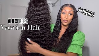 Vacation Hair | 34 Inch 250% Density Deep Wave 13X6 Hd Lace Wig Unboxing Aliexpress | Kiss Love