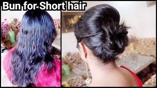 Karwachauth Special-Bun Hairstyle For Short Hair// Easy Indian Festive Bun With Puff Hairstyle