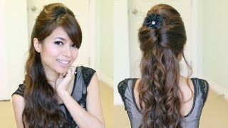 Elegant Prom Half-Updo Hairstyle | Curly Hair Tutorial - Bebexo