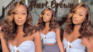 Brown Frontal Bob Wig Perfect For Fall! | 13X6 Hd Lace Wig Bleached Knots| Hairvivi