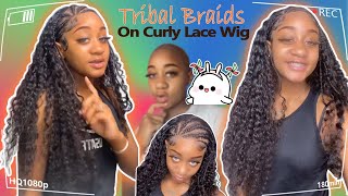 Half Feedin/Tribal Braids On Curly Hair!✌ Scalp Hd Lace Front Wig Ft. #Ulahair Review