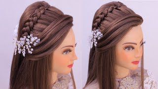 Easy Wedding Hairstyles For Girls L New Open Hairstyle For Kurti L Beautiful Hairstyle L Dutch Braid