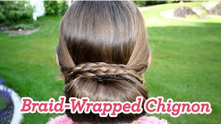 Braid-Wrapped Chignon | Updos | Cute Girls Hairstyles