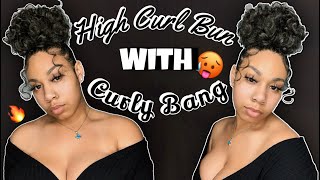 Curly High Bun W/ Bangs Using Braiding Hair | Crochet Method | Kdiani