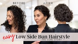 Messy Side Bun Hairstyle (Tutorial) | Work & Office Hair | Easy Curly Hairstyles