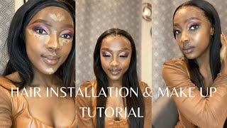 Hair Installation |Make Up Tutorial Ft Quick Face Products From Me Price || South African Youtuber