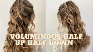 Voluminous Half Up Half Down Hairstyle/ Bridal Hairstyle/ Bridesmaid Hairstyle