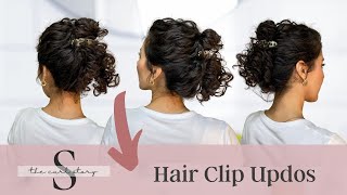 2-Minute Hair Clip Hairstyles For Easy Curly Updos