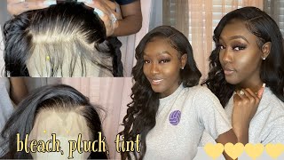 *Detailed* How To Bleach Knots, Pluck, And Tint Lace Frontal | For Dark Skin Baddies  Save Them $$